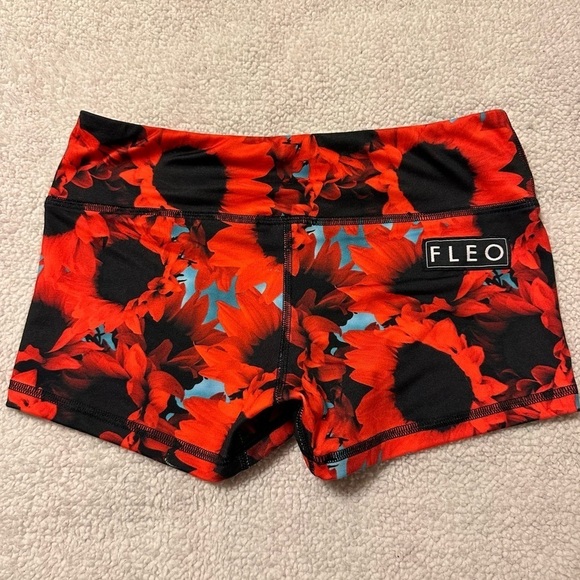 FLEO Red Sunflower Shorts OG CrossFit Bike Short Booty Originals - Picture 1 of 8